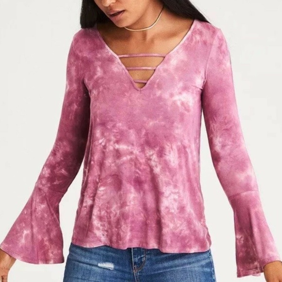 American Eagle Outfitters Tops - AEO AMERICAN EAGLE Tie-Dye Bell Sleeve Top MEDIUM